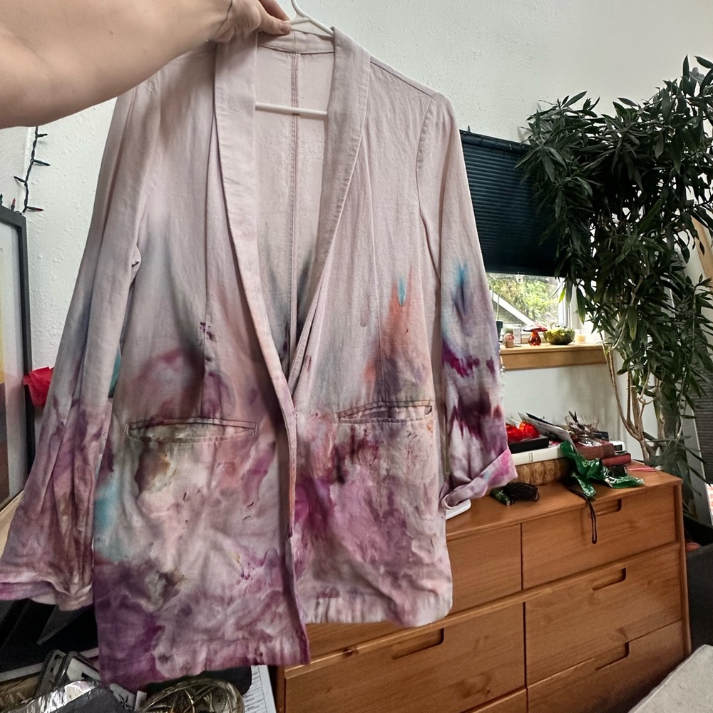 Pink Tie Dye Linen Blazer